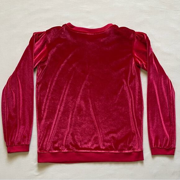 Wrangler Girls Red Velour Crewneck Pullover Sweater With Gold Logo Size Large - Picture 7 of 8